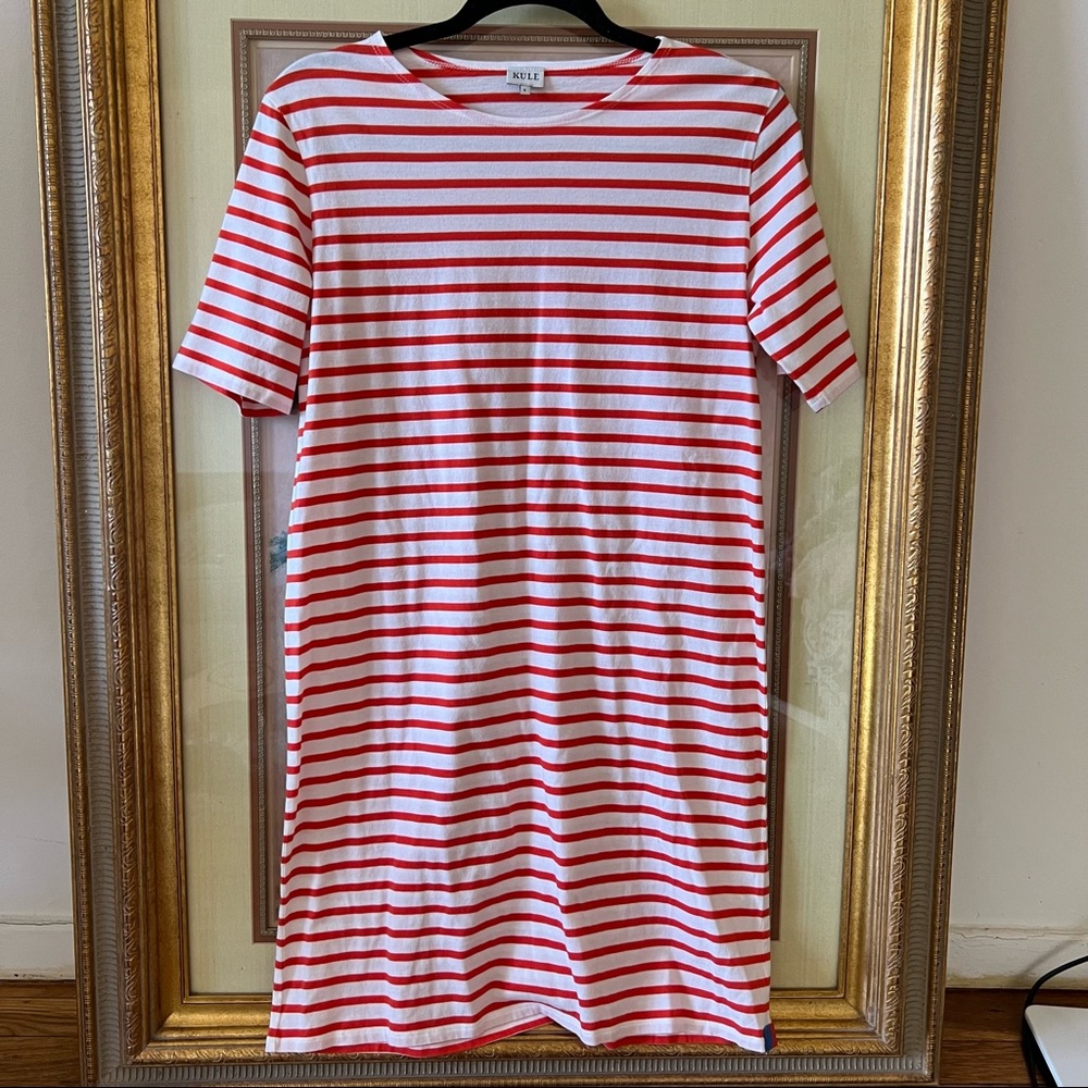 NWOT Kule the tee dress striped red white size S D1